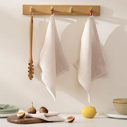 joybest Cotton Kitchen Dish Cloths, 8-Pack Waffle Weave Ultra Soft Absorbent Dish Towels Washcloths Quick Drying Dish Rags, 12x12 Inches, Beige - color: Beige, size: 12 in x 12 in