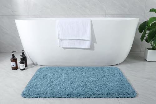 AROGAN Luxury Bathroom Rugs, Soft Non Slip Bath Mat, 24x17 Inch Aqua Blue | Absorbent Microfiber Rubber Backing, Quick Dry Bathroom Mat Shower Mat, Machine Washable Plush Carpets - color: Aqua Blue, size: 1'5" X 2' (24" X 17")