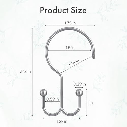 Bathway Shower Curtain Hooks Ring Chrome, 12 Pcs Double Sided Shower Hooks, Rust Proof Metal Shower Hooks for Bathroom, Anti-Drop Shower Rings for Shower Curtain & Liners - color: Chrome, style: Double-layer Shower Hooks