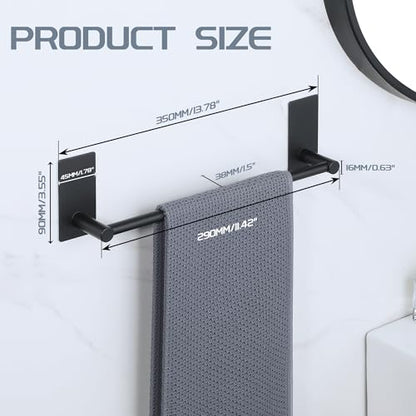 Alise Adhesive Towel Bar 12 Inch Towel Racks for Bathroom SUS 304 Stainless Steel,Bathroom Towel Holder No Drill, Strong Self Adhesive Towel Hanger Wall Mounted,Matte Black - color: Black, size: 12 Inch