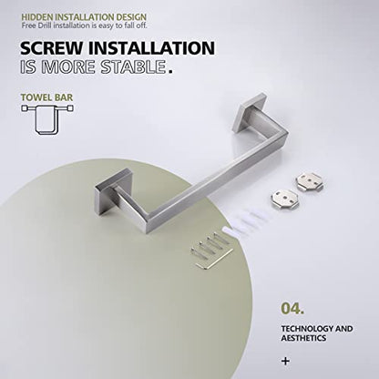 KOKOSIRI 12-Inch Single Towel Bar, Bathroom Kitchen Towel Holder, Wall Mounted SUS304 Stainless Steel Towel Rack, Brushed Nickel, B4003BR-L12 - color: Brushed Steel, size: 12-Inch