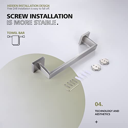 KOKOSIRI 12-Inch Single Towel Bar, Bathroom Kitchen Towel Holder, Wall Mounted SUS304 Stainless Steel Towel Rack, Brushed Nickel, B4003BR-L12 - color: Brushed Steel, size: 12-Inch