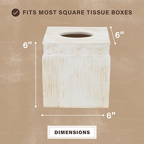 Rustic Luxe Beige Square Resin Tissue Box Cover - style: Square Tissue Box