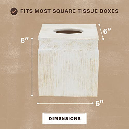 Rustic Luxe Beige Square Resin Tissue Box Cover - style: Square Tissue Box