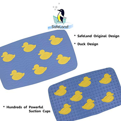 SafeLand Patented Non-Slip Bath, Tub, Baby Mat, TPR Material, Eco-Friendly, Non-PVC, Color Combo, Machine Washable, No-Odor, with Powerful Gripping Suction Cups, Duck-31 (16"x27") - color: Duck White