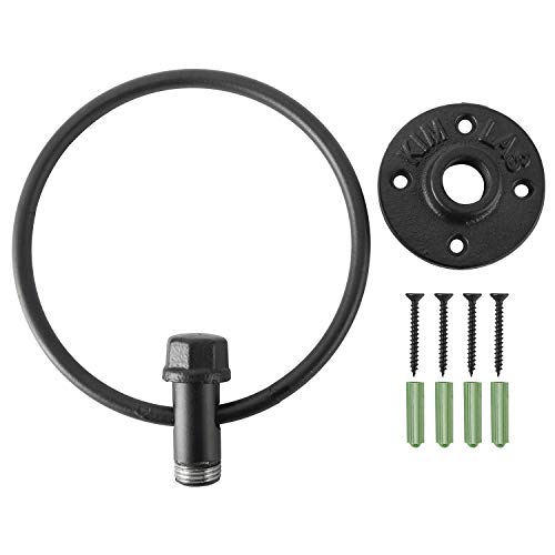 Industrial Towel Ring, Farmhouse Pipe Hand Towel Holder, Matte Black Wall Mounted Bathroom Hardware, Rustic Towel Ring for Bathroom (1)