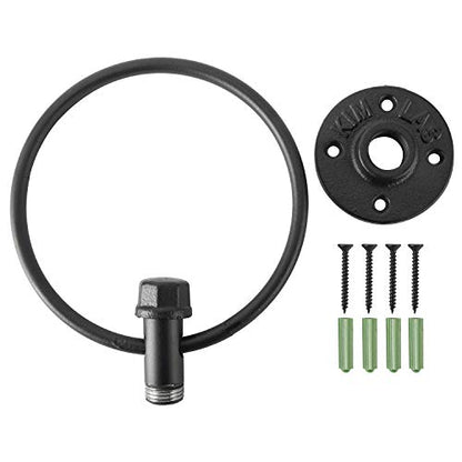 Industrial Towel Ring, Farmhouse Pipe Hand Towel Holder, Matte Black Wall Mounted Bathroom Hardware, Rustic Towel Ring for Bathroom (1)