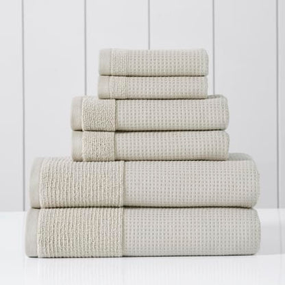 Modern Threads Waffle-Rib 6-Piece Towel Set – Premium Cotton Bath Towels, Ultra-Absorbent & Soft, Elegant Waffle Texture for Bathroom & Spa, Taupe - color: Taupe