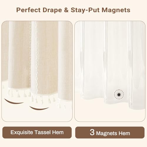 BTTN 3 in 1 Shower Curtain with Liner, 90 Inch Extra Long Boho Linen Striped Shower Curtain Set with Hook, Tall Modern Farmhouse Bohemian Waterproof Shower Curtain for Bathroom, Cream/Beige, 72x90 - color: Cream With Liner, size: 72"W x 90"L (Pack of 1)