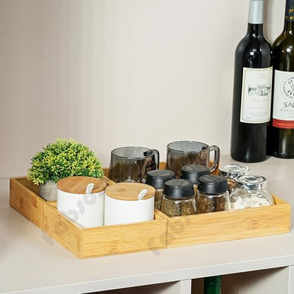 Fabsome Drawer Organizer, Set of 9 Bamboo Wood Kitchen Makeup Desk Junk Tea Drawer Storage Boxes Bins for Cutlery Silverware Utensils Flatware, Small Wooden Container Tray for Bathroom, Office - size: 2''H 9 Boxes