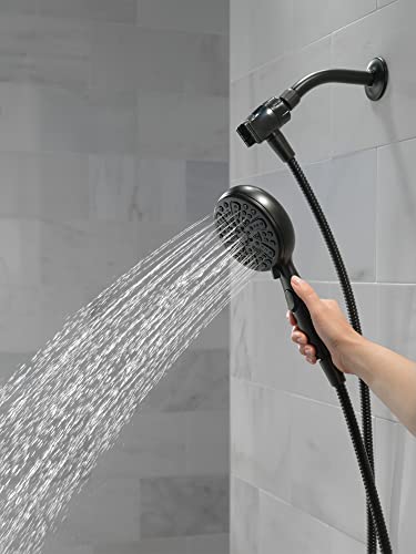 Delta Faucet 6-Spray SureDock Magnetic Shower Head with Handheld Spray, Matte Black Shower Head with Hose, Showerheads & Handheld Showers, MagnaTite Docking, Matte Black 75609BL - color: Matte Black