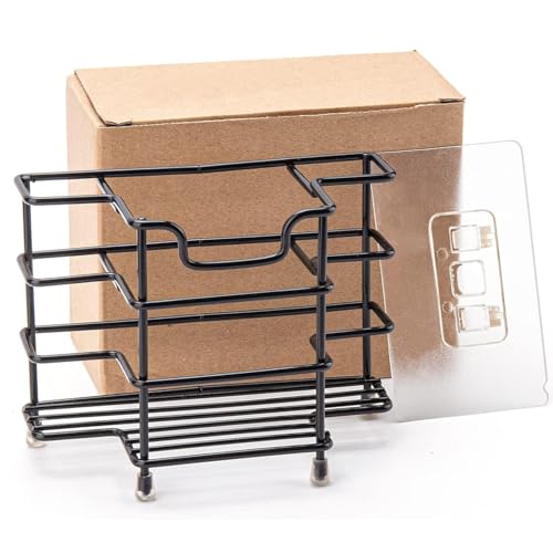 Toothbrush Holders for Bathroom, 3-Slot Black | Wall-mounted Hygienic Bathroom Storage for Countertop or Shower - size: Medium