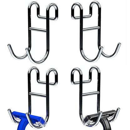 Shower Caddy Hooks, Razor Hanger for Shelf and Loofah (Silver - 4 Open) - color: Silver - 4 Open