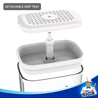 MR.SIGA Dish Soap Dispenser with Sponge Holder for Kitchen, White | Dishwashing soap pump dispenser for sink, kitchen soap dispenser, dish sponge holder - color: White