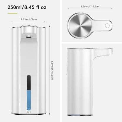 EKO Aroma Touchless Automatic Soap Dispenser for Bathroom and Kitchen, Liquid Hand Soap Dispenser, Water-Resistant and Rechargeable, 9 fl oz (White) - color: White, size: 9 oz (Standard Rechargeable)