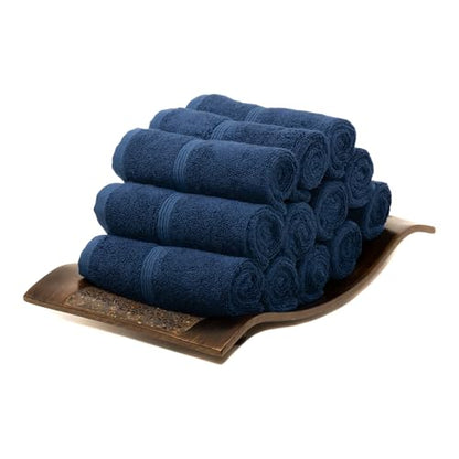 Mosobam Luxury Turkish Washcloths, 12 Pack, 13 x 13 in, 700 GSM, Navy Blue | 12 washcloth face towels, 13 x 13 in, 700 GSM bamboo-viscose and Turkish cotton blend, plush, absorbent and woven in Turkey - color: Navy, size: Washcloths, Set of 12