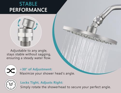 Shower Head Swivel Ball Adapter, Solid Brass Universal Angle Connector | Solid Brass, No Flow Restrictor, G1/2 Universal Fit, Adjustable Angle, Handheld/ Fixed/Rain Showerheads, Brushed Nickel - color: Brushed Nickel