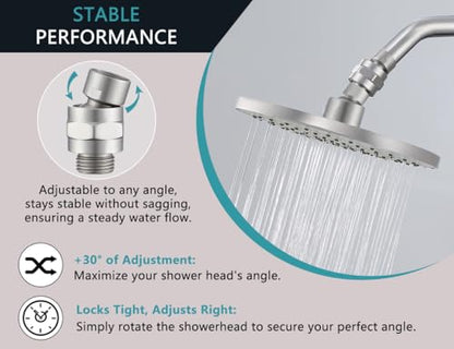 Shower Head Swivel Ball Adapter, Solid Brass Universal Angle Connector | Solid Brass, No Flow Restrictor, G1/2 Universal Fit, Adjustable Angle, Handheld/ Fixed/Rain Showerheads, Brushed Nickel - color: Brushed Nickel