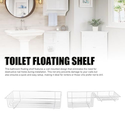 Rustic Brown Over Toilet Floating Shelf Duty Iron Wall Mounted Bathroom Storage Shelf with Space Saving Design Finish Easy Installation