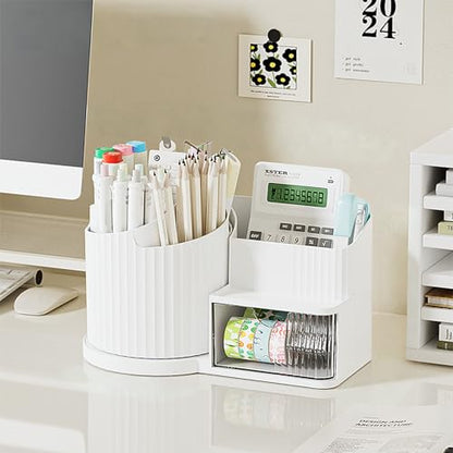 Anyoifax 360 Rotating Makeup Brush Holder Make Up Brushes Organizer, White | Spinning Makeup Brush Cup Cosmetics Container Pen Holder Lipsticks Storage for Vanity, Dresser