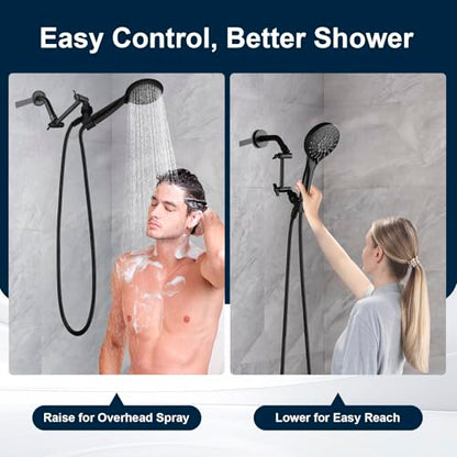 BRIGHT SHOWERS Shower Head Extension Arm with Locking Nut,Solid Brass 5 Inch Universal Shower Arm Extender for Rain and Handheld Showerhead, Height & Angle Adjustable, Matte Black - color: Matte Black, style: 5 Inch