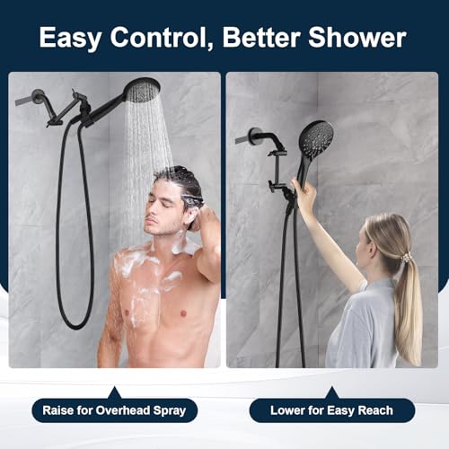 BRIGHT SHOWERS Shower Head Extension Arm with Locking Nut,Solid Brass 5 Inch Universal Shower Arm Extender for Rain and Handheld Showerhead, Height & Angle Adjustable, Matte Black - color: Matte Black, style: 5 Inch