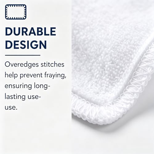 Washcloths, 18 Pack White 12x12 Inch Soft Absorbent Quick Dry Cotton Face Towels, Multipurpose Cloths for Bathroom, Gym, Household Cleaning
