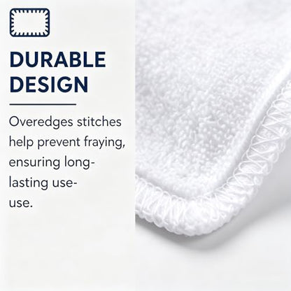 Washcloths, 18 Pack White 12x12 Inch Soft Absorbent Quick Dry Cotton Face Towels, Multipurpose Cloths for Bathroom, Gym, Household Cleaning