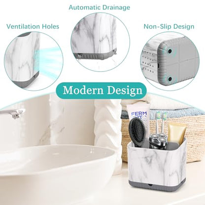 PARKMANI Toothbrush Holders for Bathrooms, Tooth Brush Holder for Bathroom Countertop Organizer, Kids Electric Toothbrush and Toothpaste Holder (Grey Marble Grain) - color: Grey Marble Grain