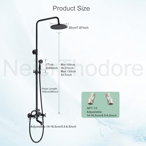 NeierThodore Oil Rubbed Bronze Shower Faucet Set Complete Shower System 8 Rain Shower 2 Cross Knobs Wall Mounted Mixer Bathroom Shower Tub Tap Bathroom Fixtures Wall Mount - color: Oil Rubbed Bronze, size: 8 Inch 3 Modes