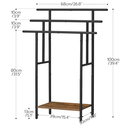 HOOBRO 39.4" Tall Freestanding Towel Rack for Bathroom, 3 Tier Stepped Blanket Rack with Shelf, Oversized Bath Towels Drying and Display Rack, Black and Rustic Brown BF50LB01 - color: Rustic Brown + Black