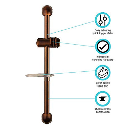 Dura Faucet DF-SA300CL-ORB RV Handheld Showerhead Slide (Oil Rubbed Bronze) | RV handheld showerhead slide bar with water-saving control. Fits standard RV shower hoses. Oil Rubbed Bronze finish. - color: Oil Rubbed Bronze