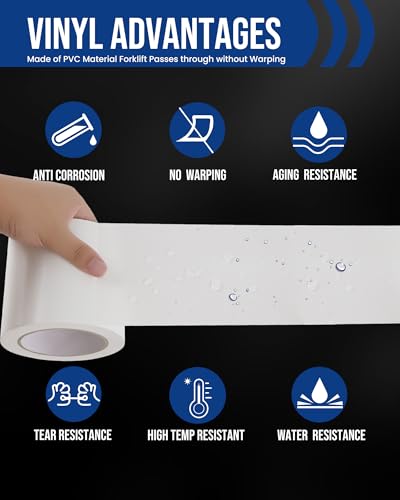 Lichamp 6 Rolls Vinyl Tape, Premium Safety Marking and Traffic Floor Marking Tape, Bundling, Social Distancing, 4 Inch x 36 Yards per Roll, 216 Total Yards, White - color: White