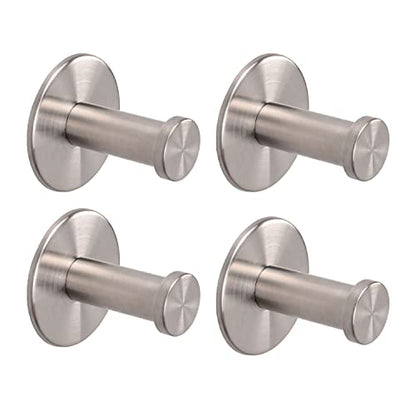 Bath Towel Hooks, 4 Pack Self Adhesive Coat Hooks, Sturdy No Drilling Robe Hook, SUS 304 Stainless Steel Heavy Duty, Wall Hooks for Bathroom Bedroom Kitchen (2 in, Brushed) - color: Brushed-4
