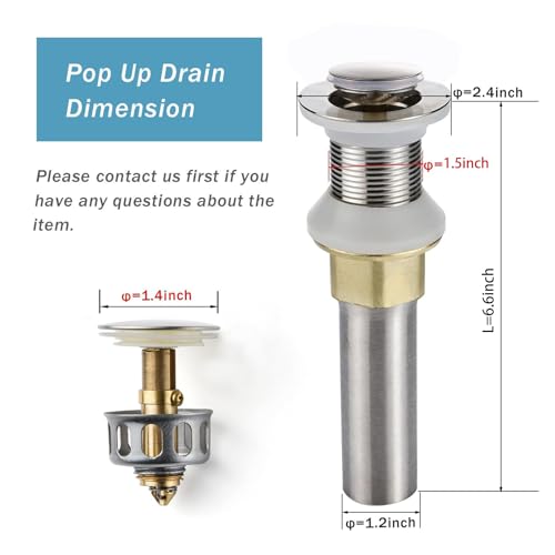 ANIS・KEBBR All Metal Pop Up Sink Drain Without Overflow Anti Clog Strainer Bathroom Kitchen 1.25-1.5 Inch Hole