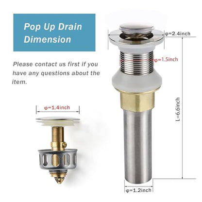 ANIS・KEBBR All Metal Pop Up Sink Drain Without Overflow Anti Clog Strainer Bathroom Kitchen 1.25-1.5 Inch Hole