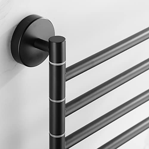 ZHOUXIAO 304 Stainless Steel Swing Out Towel Bar Holder/Black Swivel Towel Rack for Bathroom or Kitchen, Towel Bar Folding Arm Swivel Hanger Bathroom Storage Wall Mounted black-4Bars