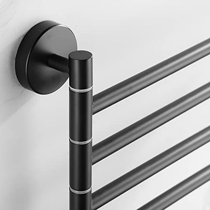 ZHOUXIAO 304 Stainless Steel Swing Out Towel Bar Holder/Black Swivel Towel Rack for Bathroom or Kitchen, Towel Bar Folding Arm Swivel Hanger Bathroom Storage Wall Mounted black-4Bars