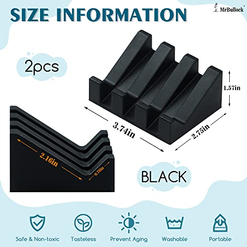 Self Draining Silicone Soap Dish Holder Waterfall Tray, 2 Pack Pink Black | Waterfall design drains fast to keep soap dry, non-slip silicone base anti slide, soap saver for bathroom & kitchen - color: Pink-black, size: 2