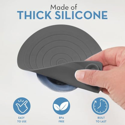 Drain Stopper for Bathtub, Sink & Shower – StopRing 5.12" Silicone Drain Cover with Suction Base | Universal Flat Drain Plug | Hair Catcher & Water Seal | Gray + Sky Blue + Sage Green