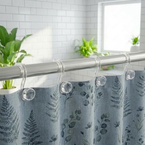 Bathway Plastic Shower Curtain Hooks, 12 Pcs, Clear, Decorative Hooks | Waterproof, Rust-Proof, Sturdy, Wear-Resistant, Drop-Proof, Multifunctional, Easy to Install, Classic and Attractive - color: Clear