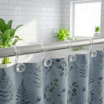 Bathway Plastic Shower Curtain Hooks, 12 Pcs, Clear, Decorative Hooks | Waterproof, Rust-Proof, Sturdy, Wear-Resistant, Drop-Proof, Multifunctional, Easy to Install, Classic and Attractive - color: Clear