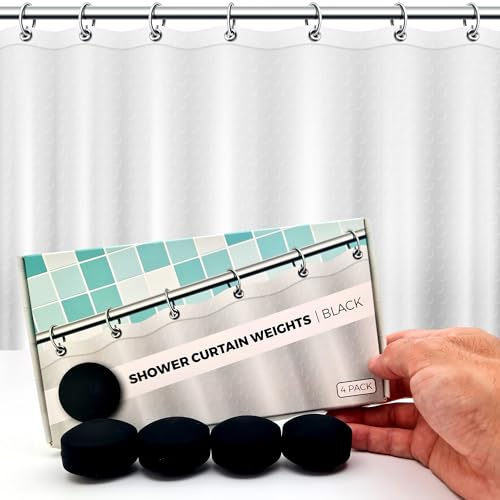 Powerful Anti-Billowing Magnetic Shower Curtain Weights for Splash-Free Bath Experience - 360° Silicone Wrapped - Will Never Rust - Heavy Magnets Prevent Curtain Liners from Blowing | 4 Pairs | Black - color: Black, size: 4 Standard Pairs