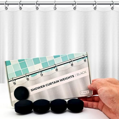 Powerful Anti-Billowing Magnetic Shower Curtain Weights for Splash-Free Bath Experience - 360° Silicone Wrapped - Will Never Rust - Heavy Magnets Prevent Curtain Liners from Blowing | 4 Pairs | Black - color: Black, size: 4 Standard Pairs
