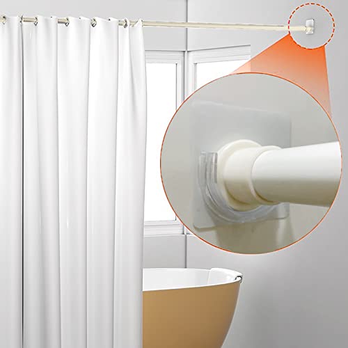 Venupple Shower Rod Holder, 2 Packs Tension Curtain Rod Bracket No Drilling, Adhesive Shower Rod Retainer Shower Curtain Rod Holder | Shower Curtain Rod not Included Transparent | Adhesive Shower Rod Retainer Shower Curtain Rod Holder for Wall| Shower Cur