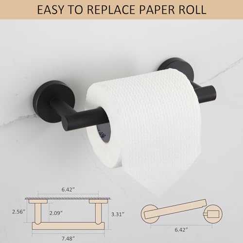 BGL Toilet Paper Holder Black Wall Mount, Bathroom Toilet Paper Holder Matte Black SUS 304 Stainless Steel, Double Post Pivoting Toilet Paper Roll Holder for Bathroom RV - color: Matte Black