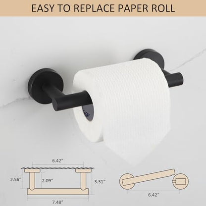 BGL Toilet Paper Holder Black Wall Mount, Bathroom Toilet Paper Holder Matte Black SUS 304 Stainless Steel, Double Post Pivoting Toilet Paper Roll Holder for Bathroom RV - color: Matte Black