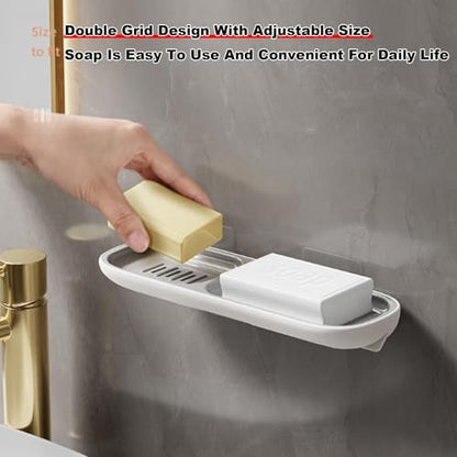 Soap Holder Dish Shower, Bar Soap Holder with Drainage, Self Draining Soap Holder, Wall Mounted Soap Box Tray Container for Bathroom, Bathtub Kitchen Sink (1PC Green-with Towel Rack) - color: 1pc Green-with Towel Rack