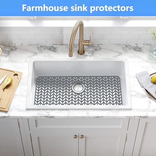 Sink Protectors for Kitchen Sink 30"x16"Rear Silicone Sink Mat | Various sizes and styles,Protector for sinks and dish,Withstand to 500F,Food-grade silicone ,raised feet,Dishwasher Washing - size: 30"x16" Rear
