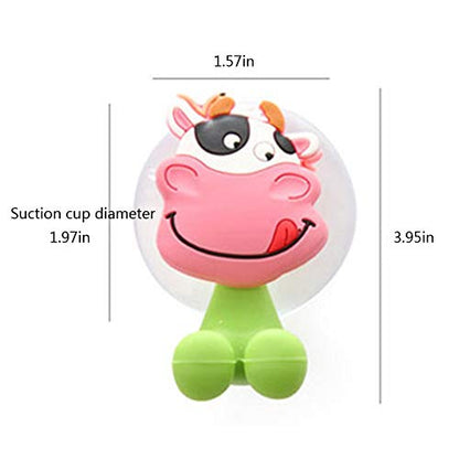 Wall Mounted Duty Suction Cup Toothbrush Holder Hooks Set for Mounting on Smooth Wall in Shower, Bathroom, Garage, Office,Perfect for Motivating Your Children to Brush Their Teeth (5 Small Animals)